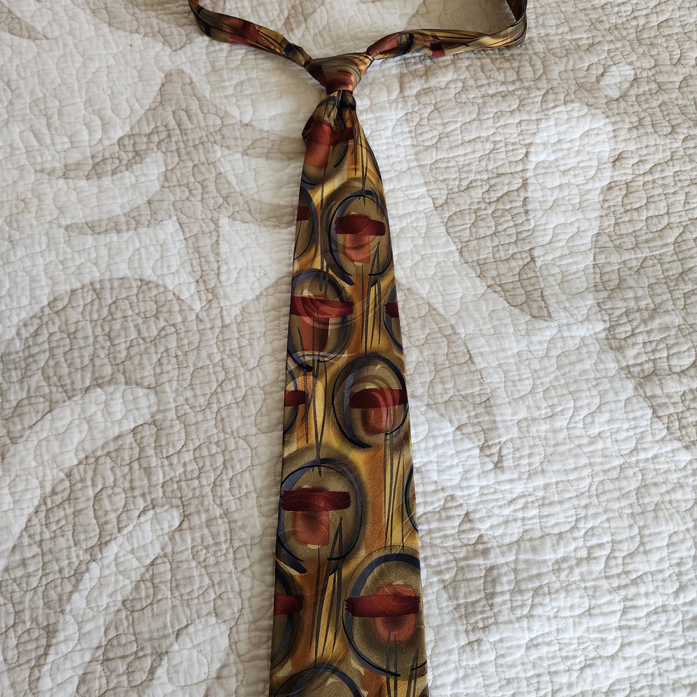 J. Garcia Artistic Gold and Red Tie